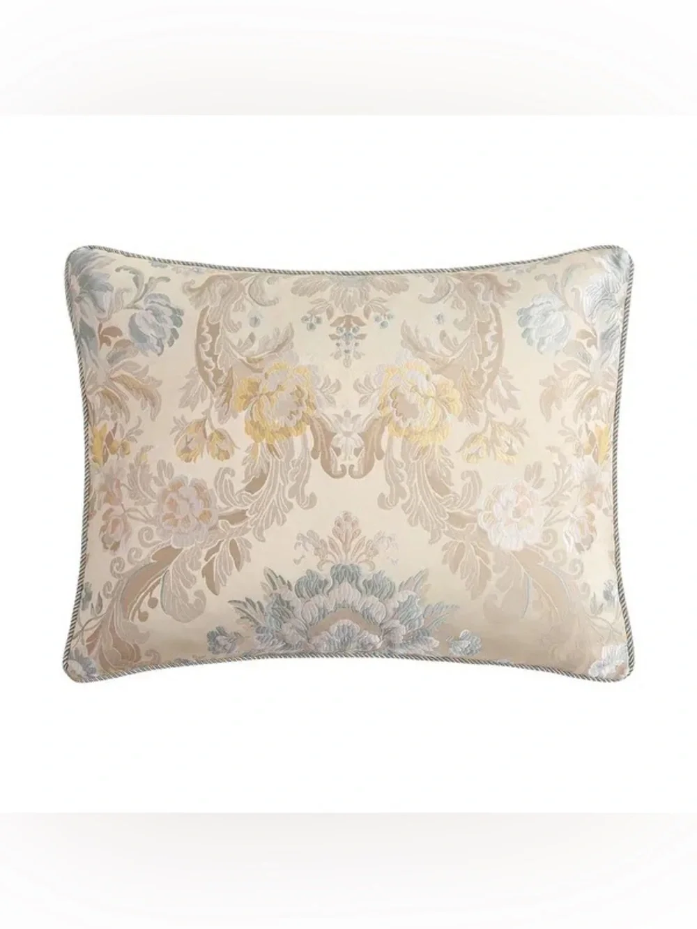 Waterford Beige and Light Blue Floral Damask Comforter Set Sz Queen NWT